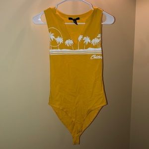 NEVER WORN Yellow California Forever 21 bodysuit